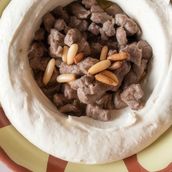 Hummos W/ Meat Plate with Pine Nuts
