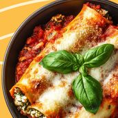 Cannelloni Ricotta Cheese & Spinach with Three Tomato Sauce