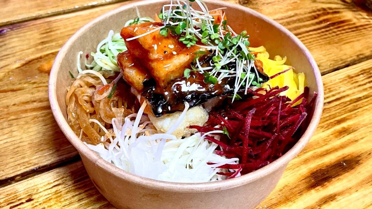 Sweet Chilli Fried Aubergine Bento
