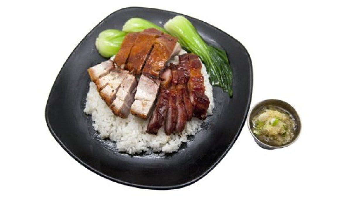 S. 三拼烧味饭 Any 3 kinds of meat with rice