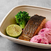 Oven Baked Salmon With Beetroot Mashed Potato