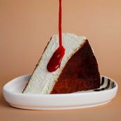 Basque Cheesecake Slice with Berry Compote