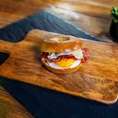 Veal Bacon, Egg and Cheese Bagel