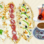 Three Medium Pide With Two Turkish Tea