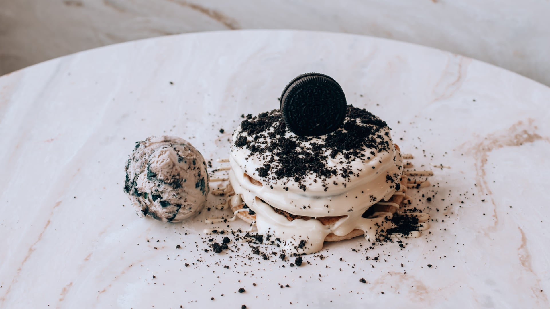 White Choc Cookie Crumble Pancake