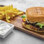 Beef Steak Burger With French Fries