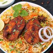 Biryani With Raita And Salad-king Fish