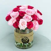 Vase Of Mixed Pink Colors