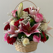 Mixed Pink And White Basket