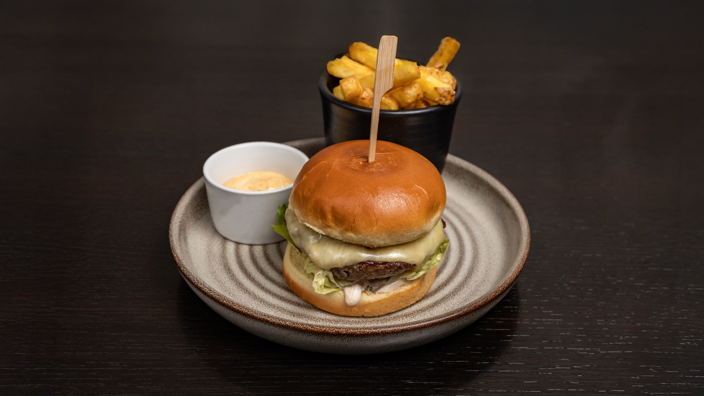 lamb burger with chips