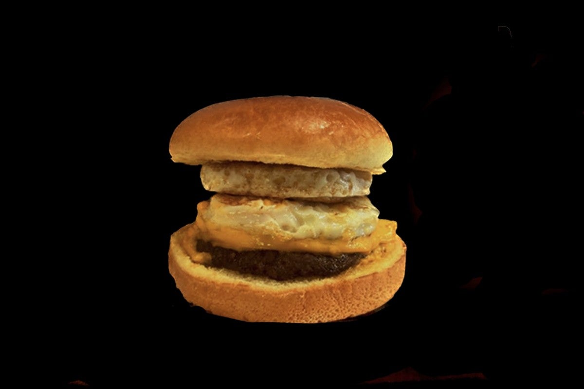 Breakfast beef burger