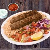 Mutton Kofta Kebab Combo 2 Skewers with Afghani Rice Raita And Red Sauce Must Try