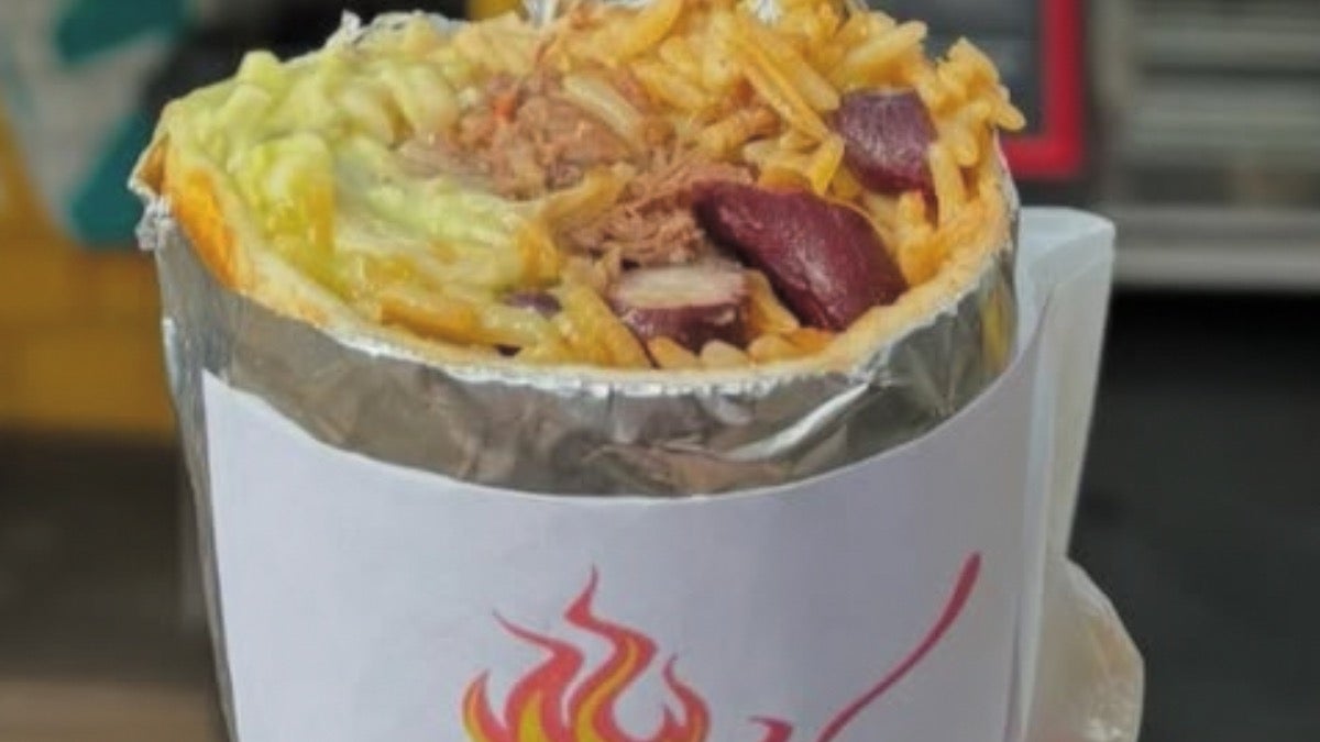 Beef Brisket Burrito, Chips, and Coca-Cola