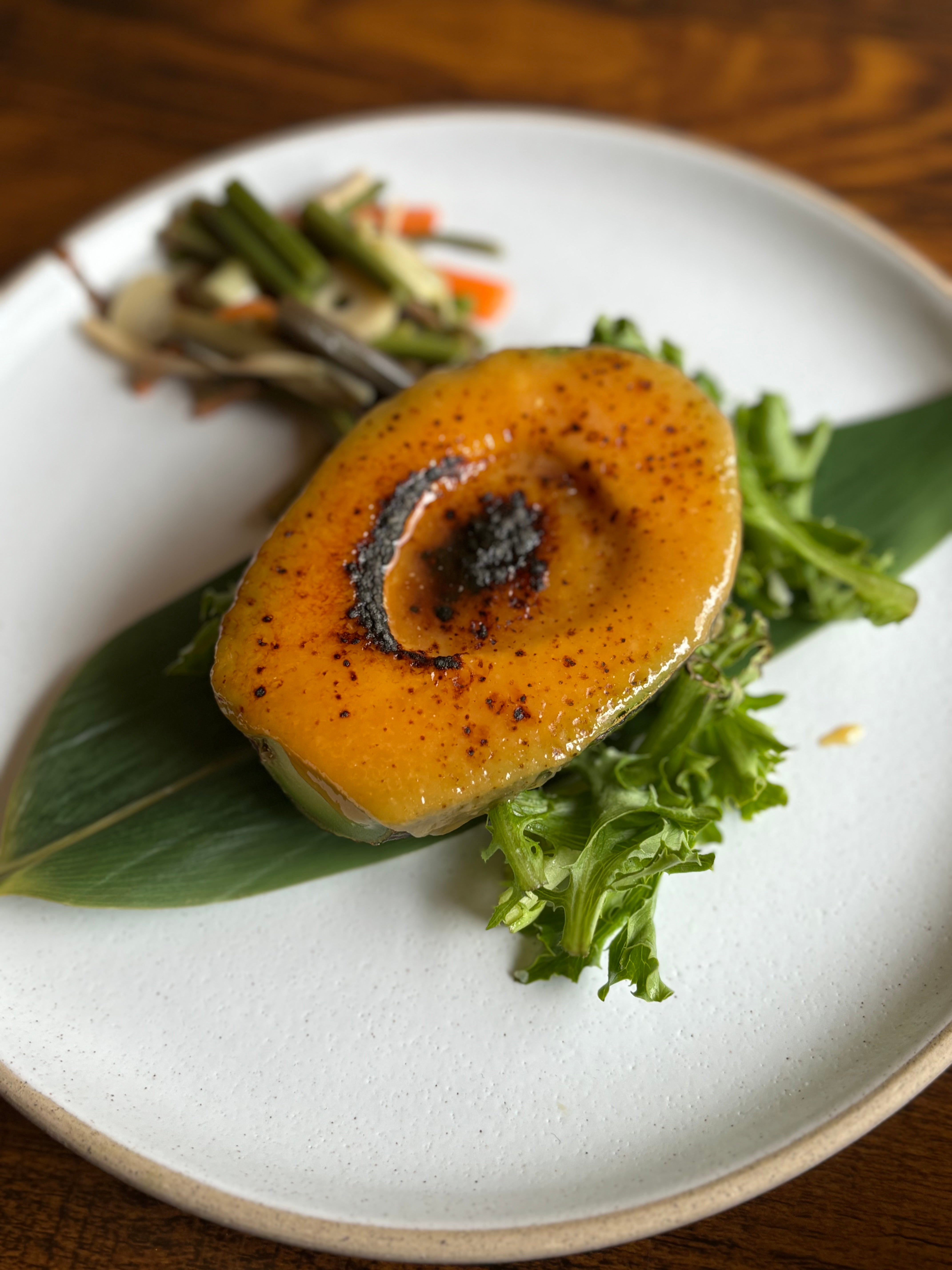 Grilled miso avocado with yuzu