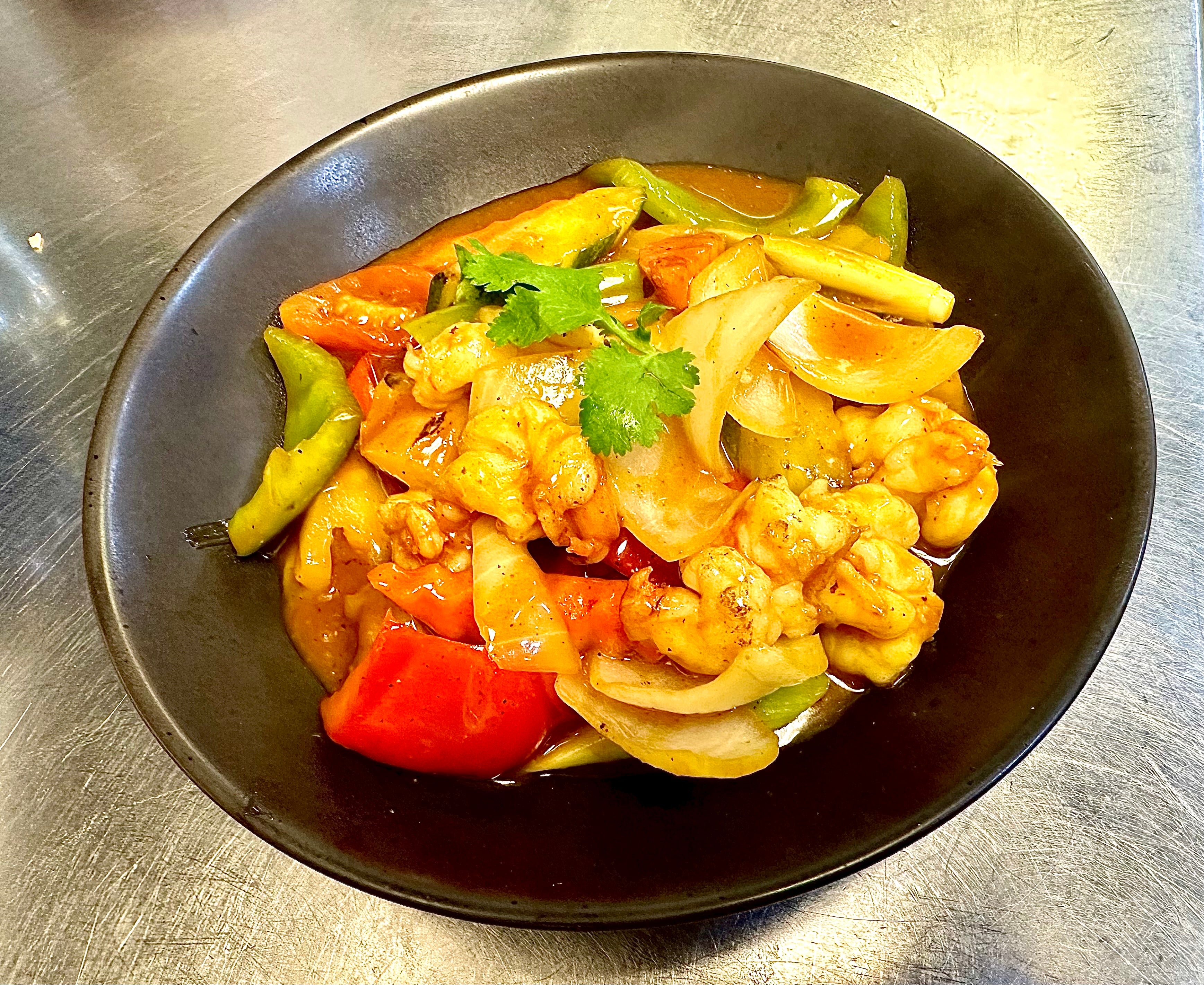 King Prawn in Malaysian Sweet and Sour Sauce (Sambol Udang)