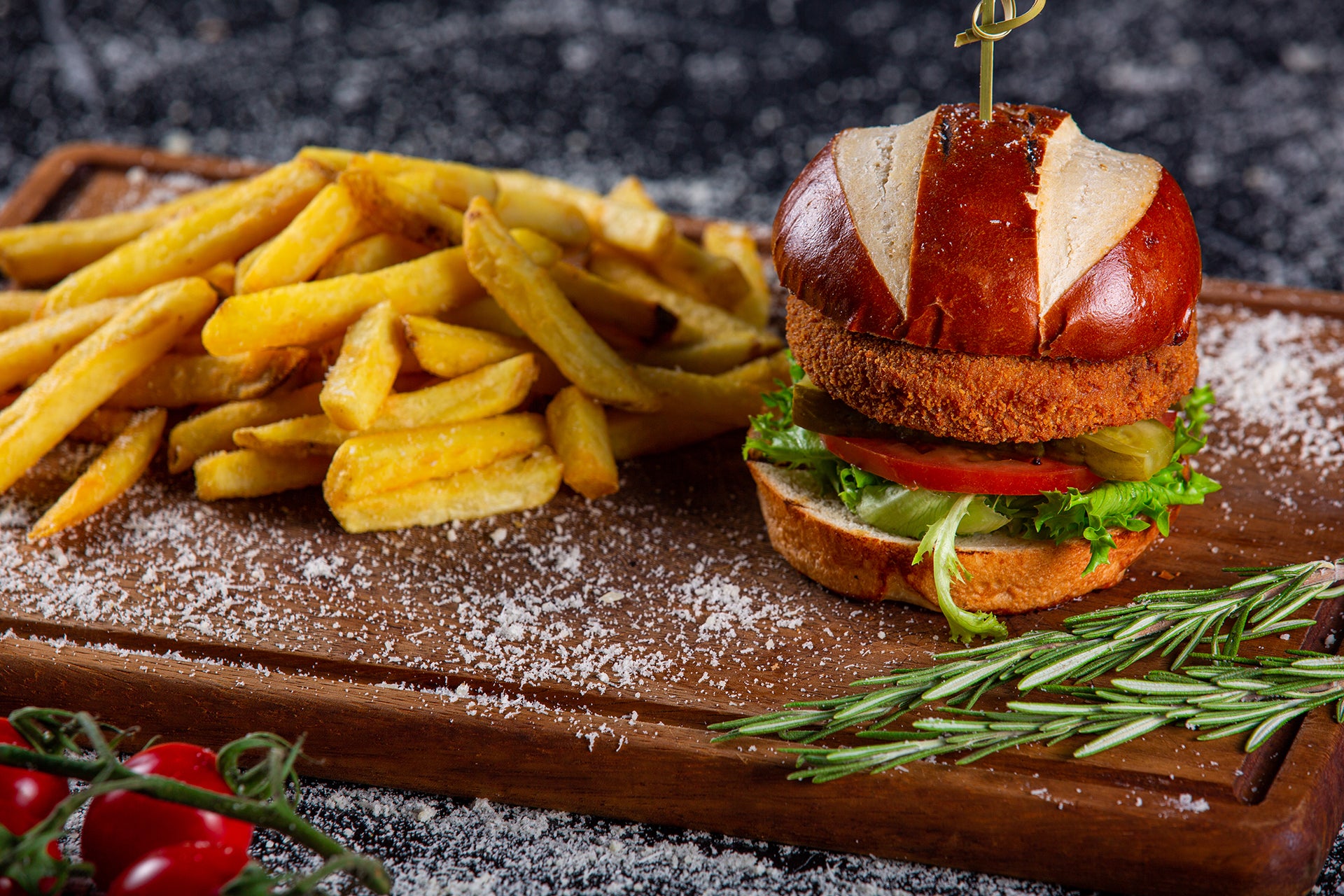 Veggie Burger and Chips
