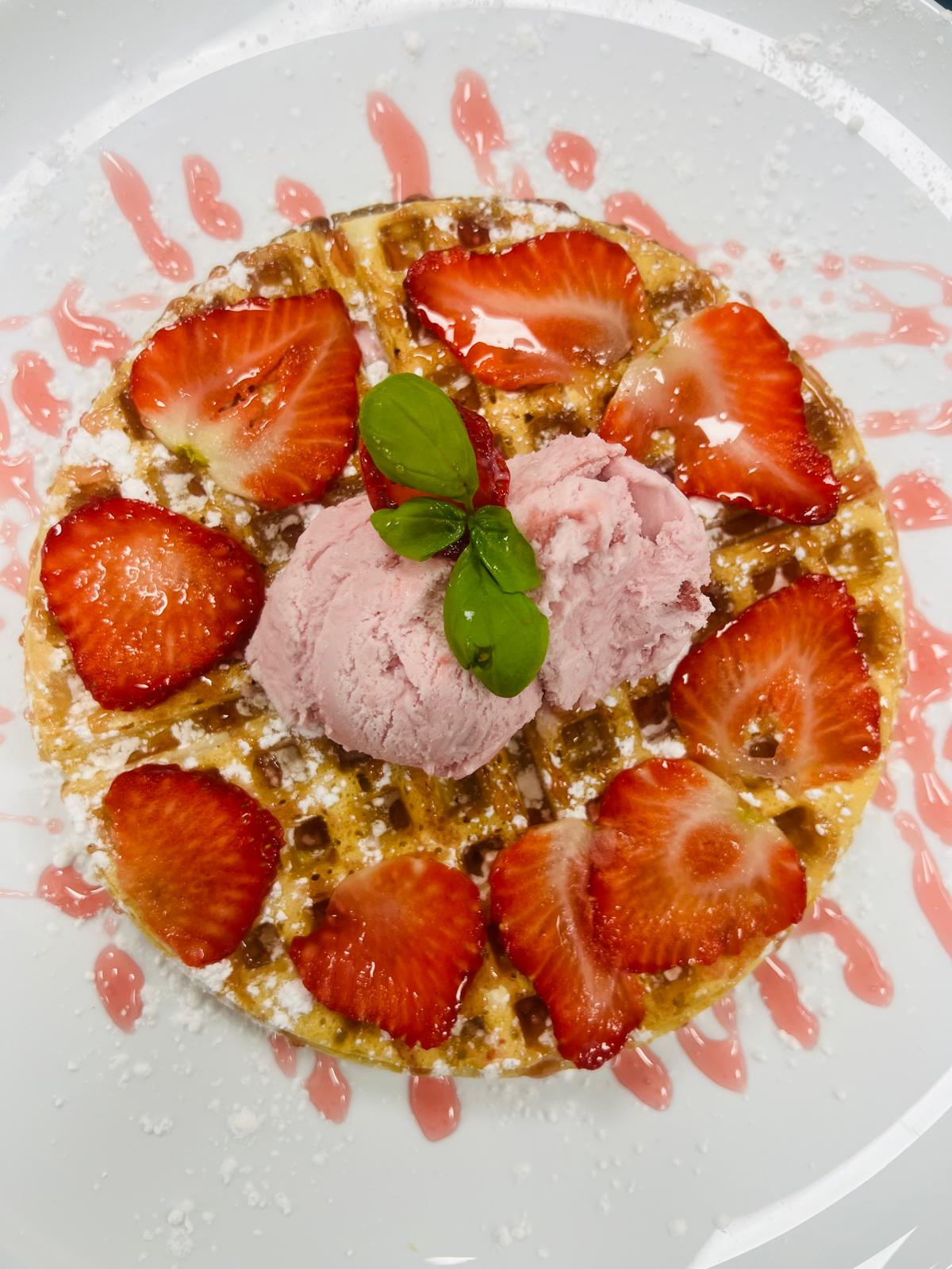 Strawberry Bomb Waffle Delight