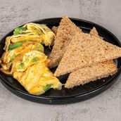Egg Cheesy Omellete With Garlic Bread 