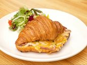 Baked Croissant With Turkey Ham And Cheese