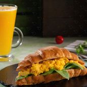 Egg Croissant With Orange Juice