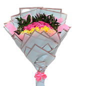 Fuschiya Roses Yellow Baby Rose Mix Bouquet