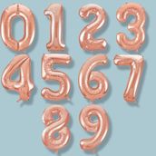 Rose Gold Numbers Helium Balloons