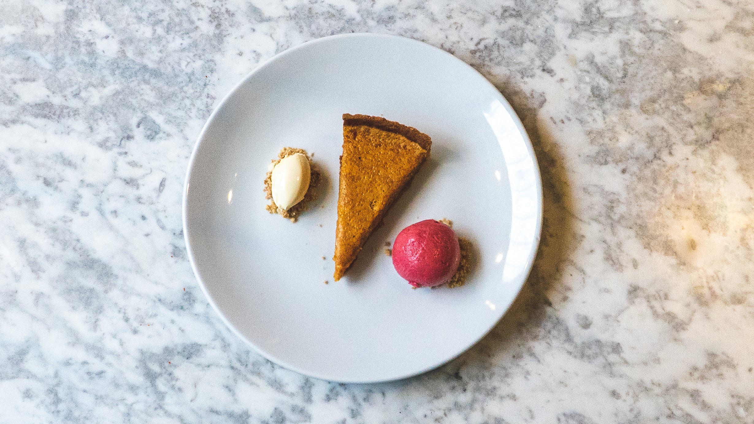 Treacle Tart with Clotted Cream & Raspberry Sorbet