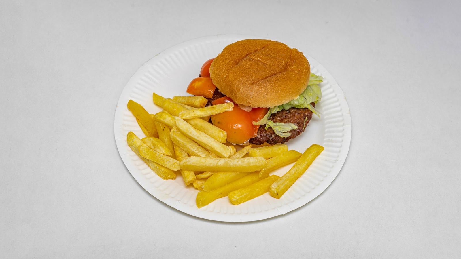 Beef Burger Fries And Drink 330 Ml