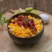 Egg And Cheese With Beef Bacon Strips Bowl 
