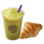 Iced Matcha Tea Latte (Small) with Croissant Plain