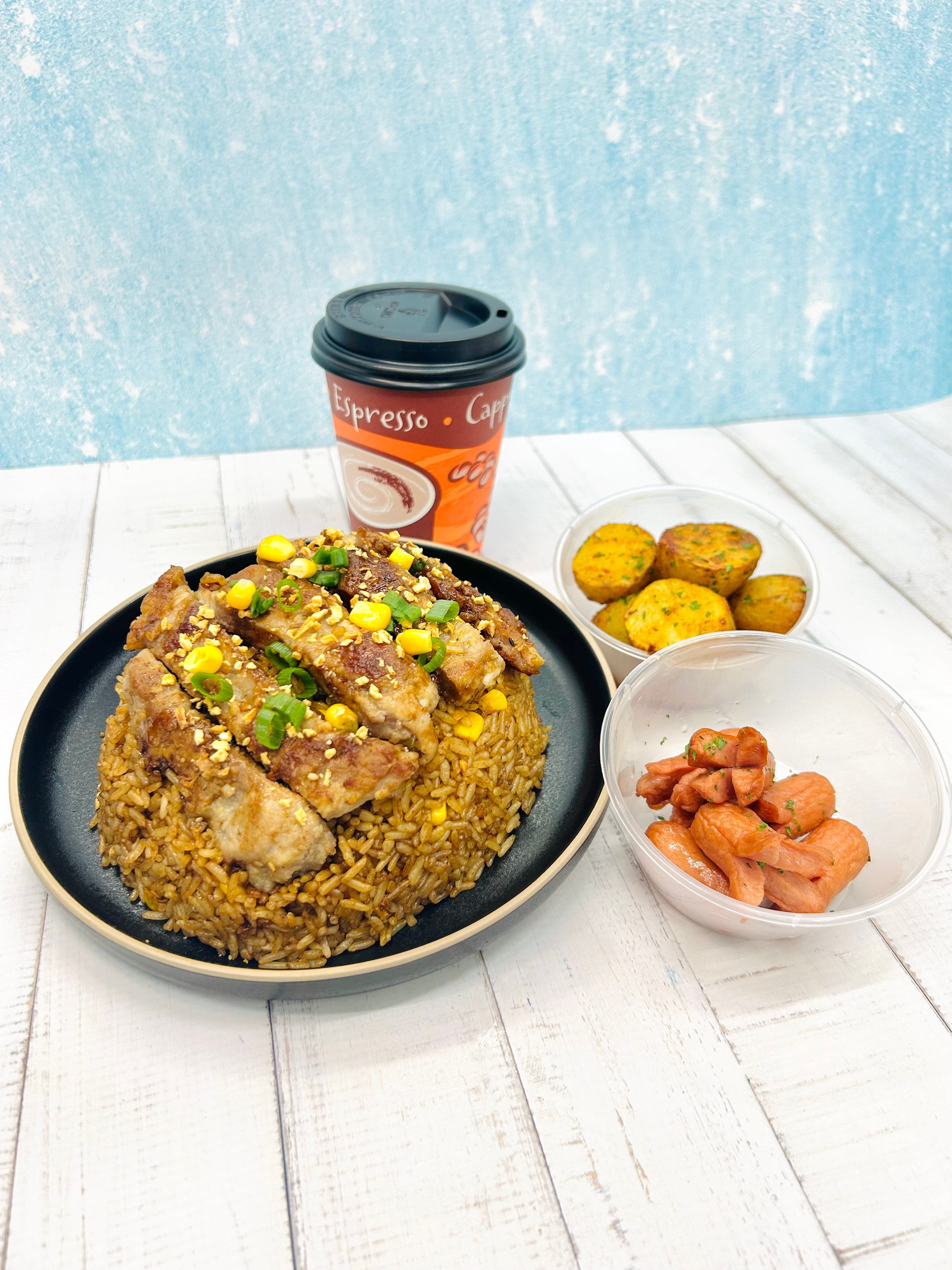 🐽Pork Chop Fried Rice+Snack+Baked Potato+Drink 豬扒炒飯 +自選小食+香草 焗薯+飲品