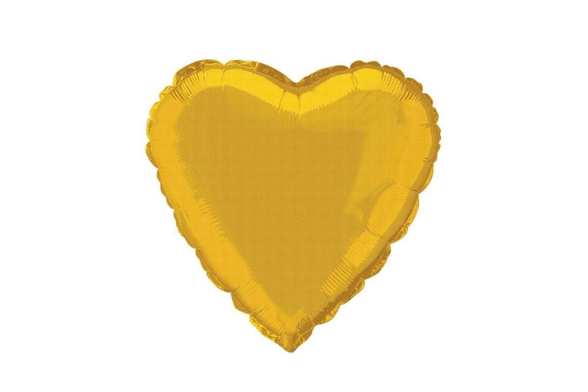 Gold Heart Helium Balloon
