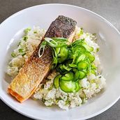 Salt And Pepper Salmon With White Rice