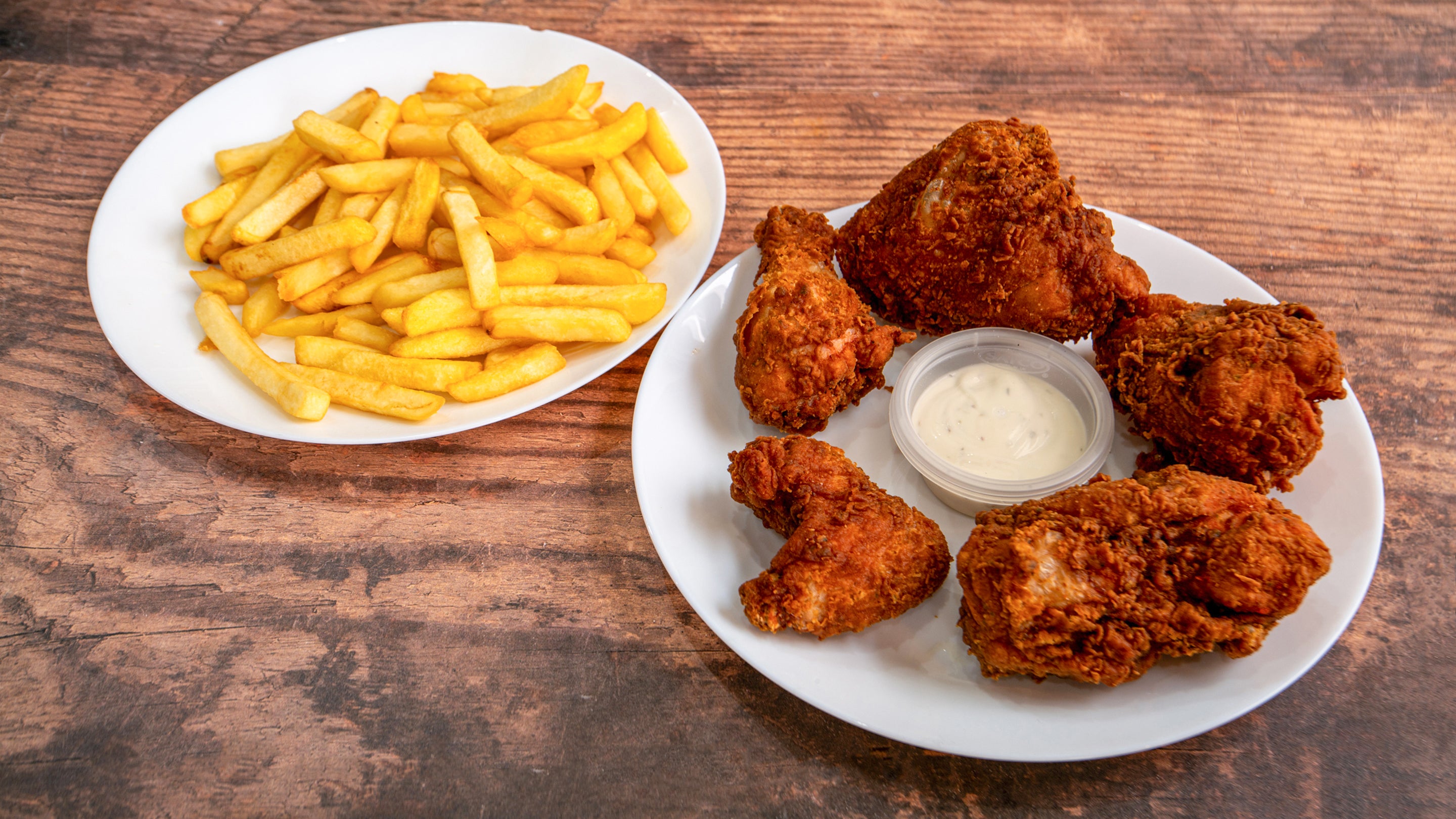 1. half chicken and chips (halal)