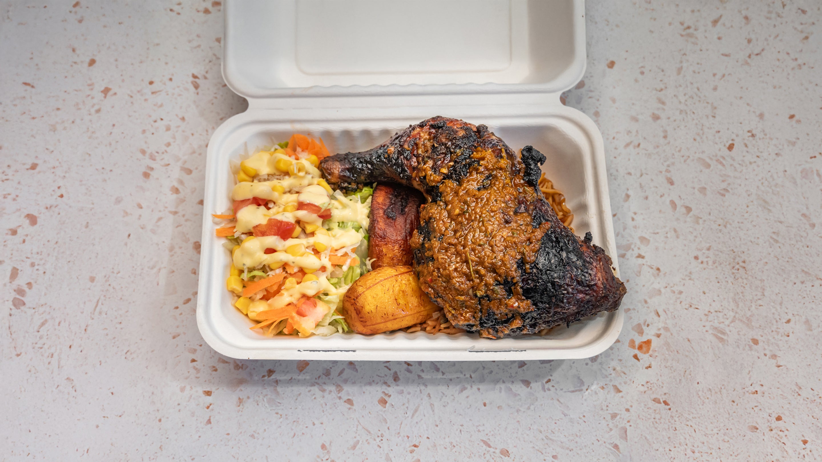 Jerk Chicken Leg With Rice & Peas
