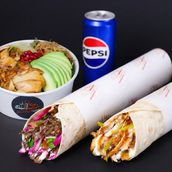 Your Choice of Two Shawarma with Salad and Soft Drink