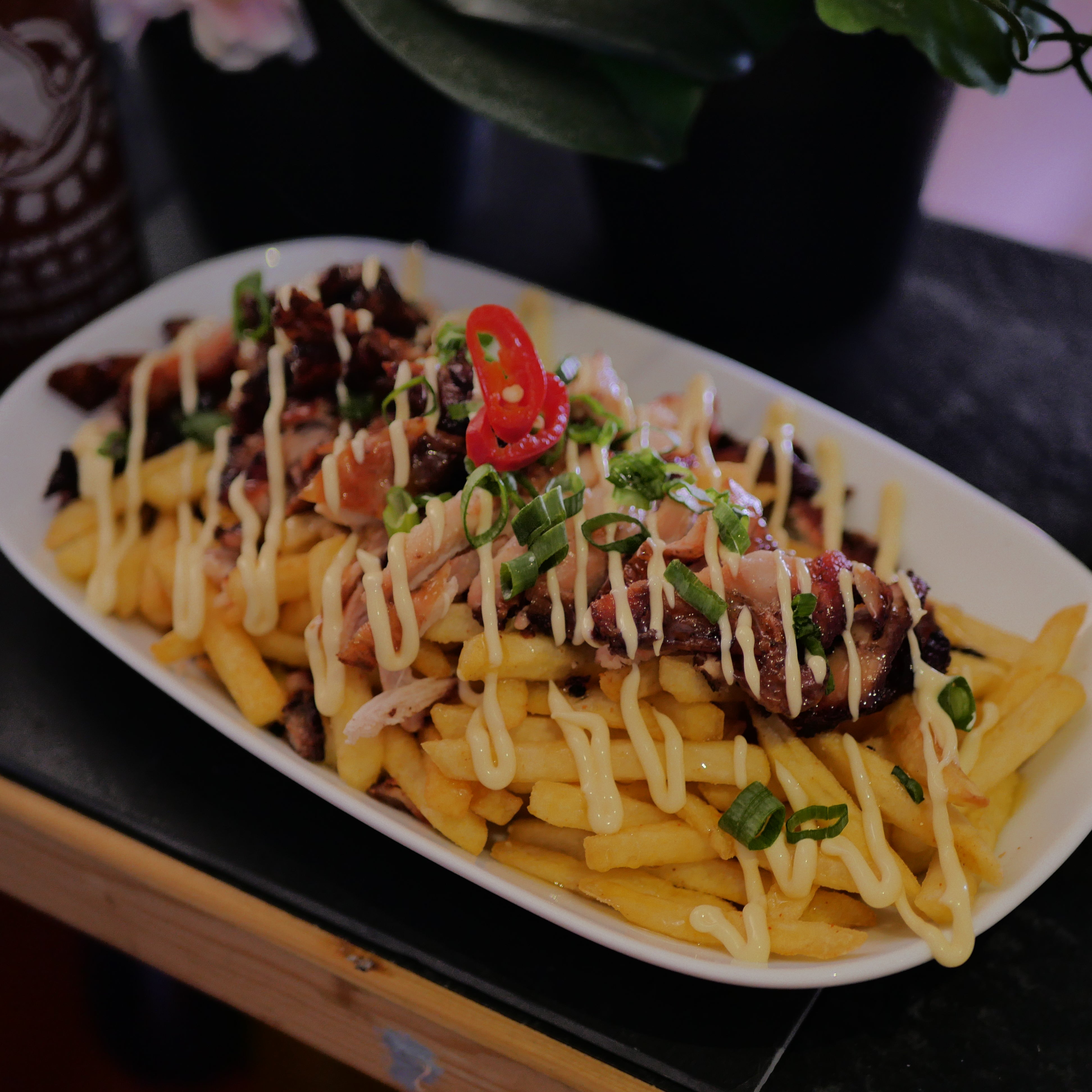 HONEY BARBECUE CHICKEN LOADED FRIES