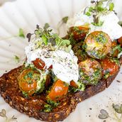 Stracciatella With Tomato Pesto Tartine