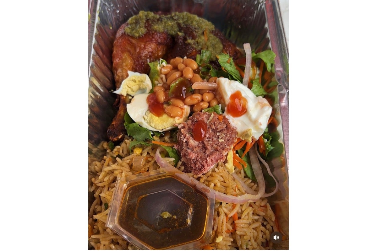 Fully loaded fried rice with fried turkey