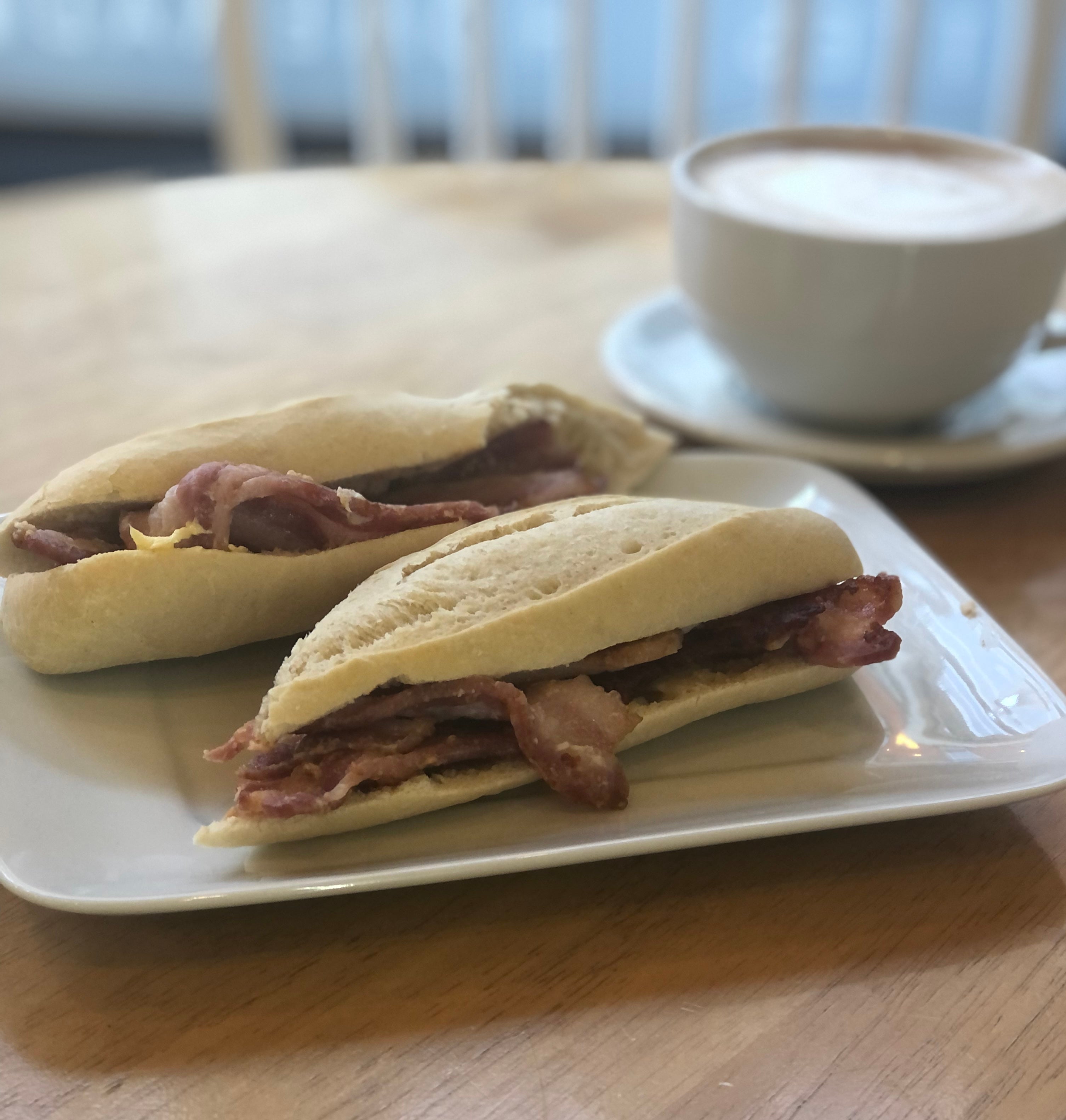 Bacon and sausage Baguette