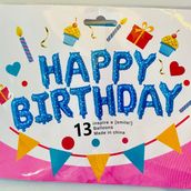 Happy Birthday Balloon Letters Color Blue With White Dot
