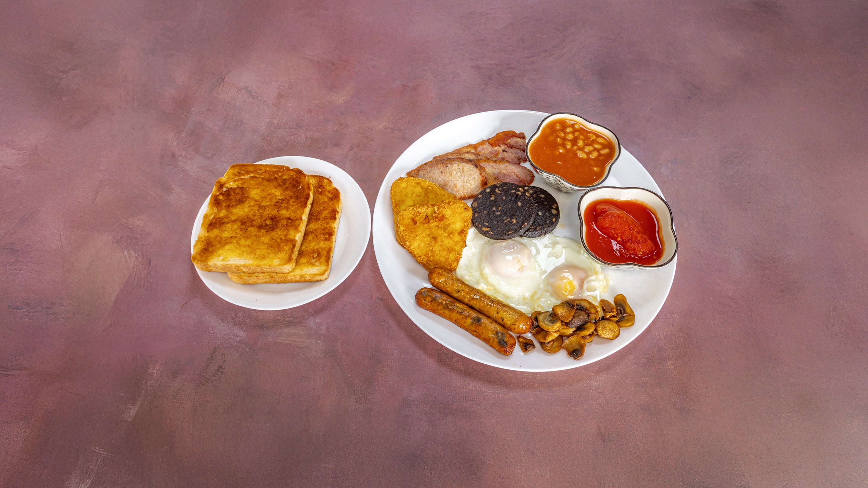 Big breakfast with mushrooms