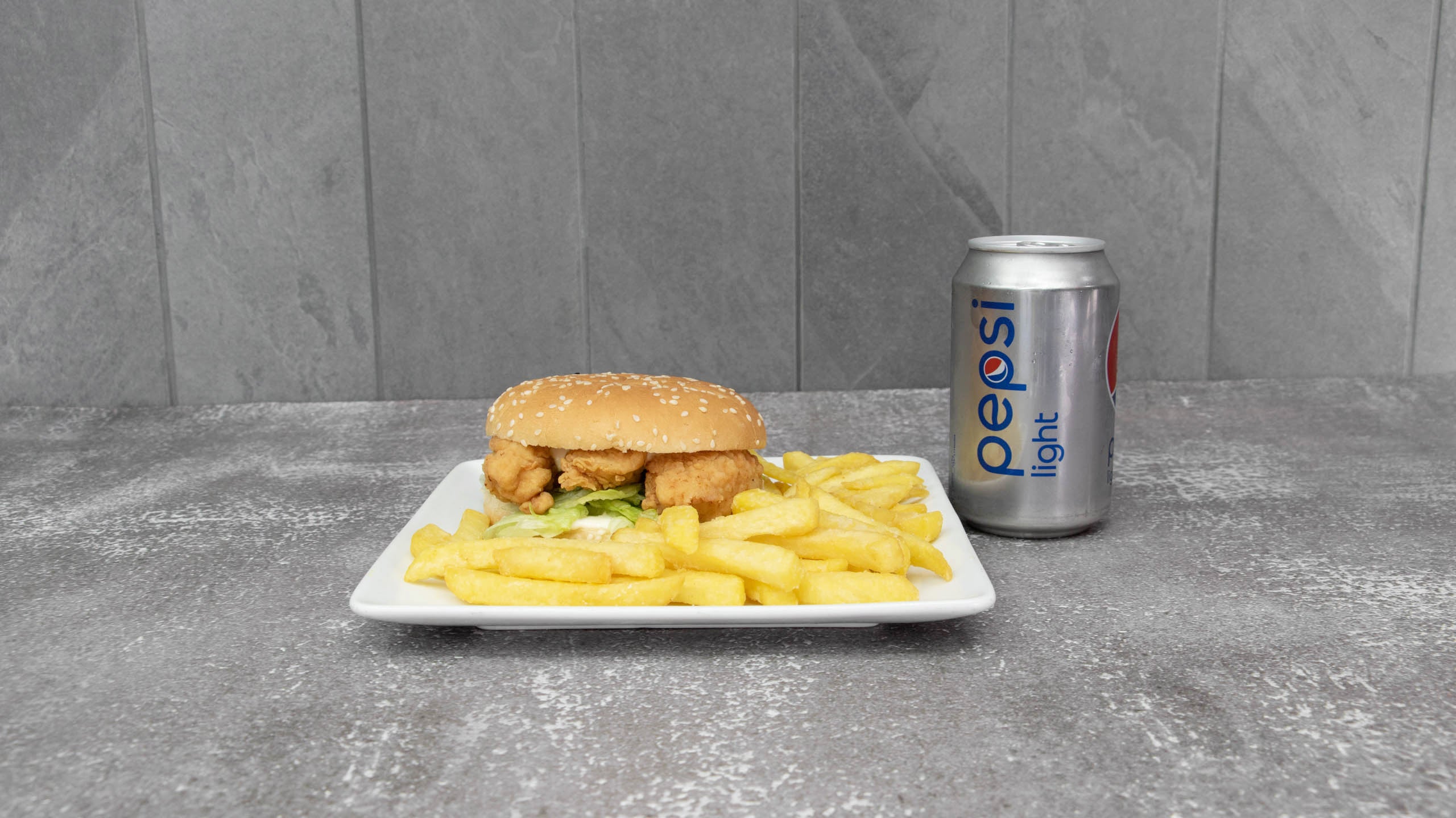 Chicken Strip Burger and Fries
