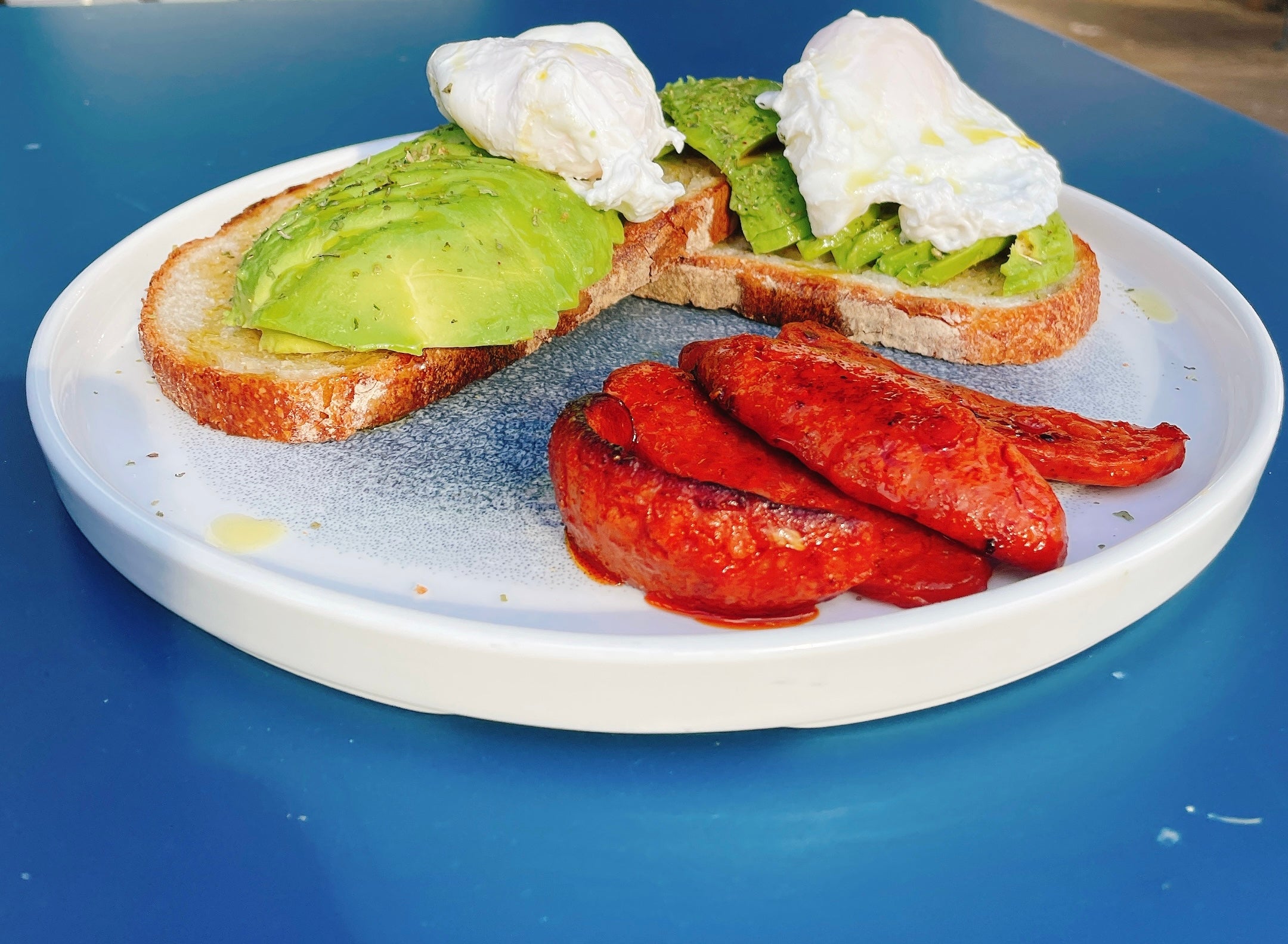 Avocado , Poached Eggs & Chorizo