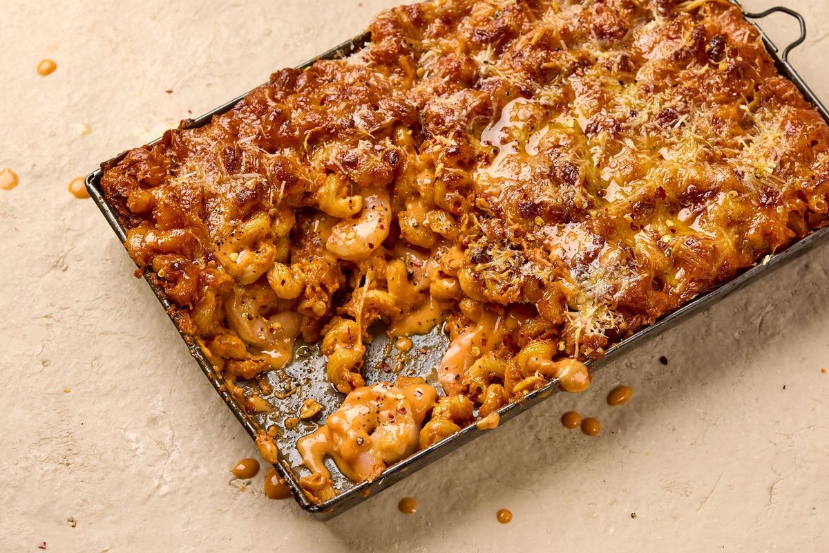 Spicy prawn mac and cheese