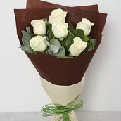 6 White Roses Hand Bouqet