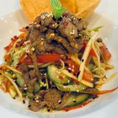 Sweet And Sour Beef Salad With Aromatic Roasted Rice Powder - Goi Bo Sot Me