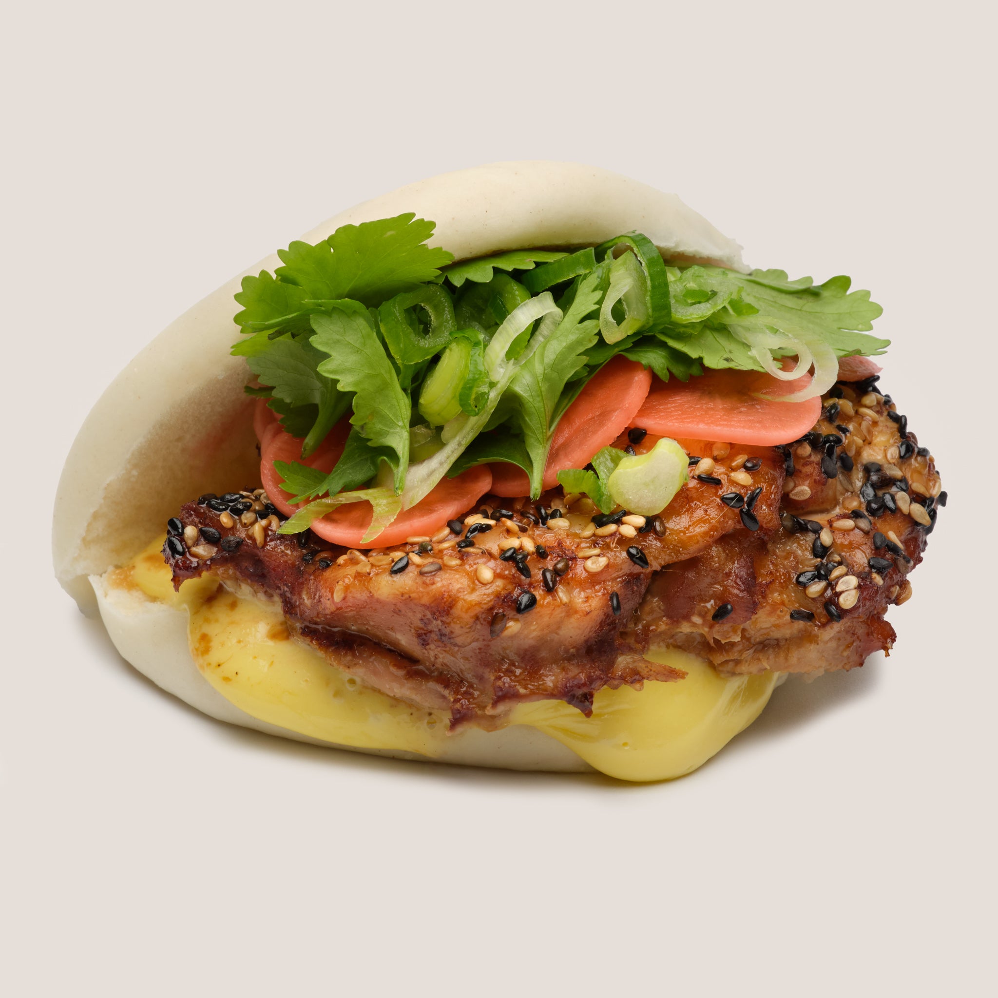 Ginger and sesame chicken bao