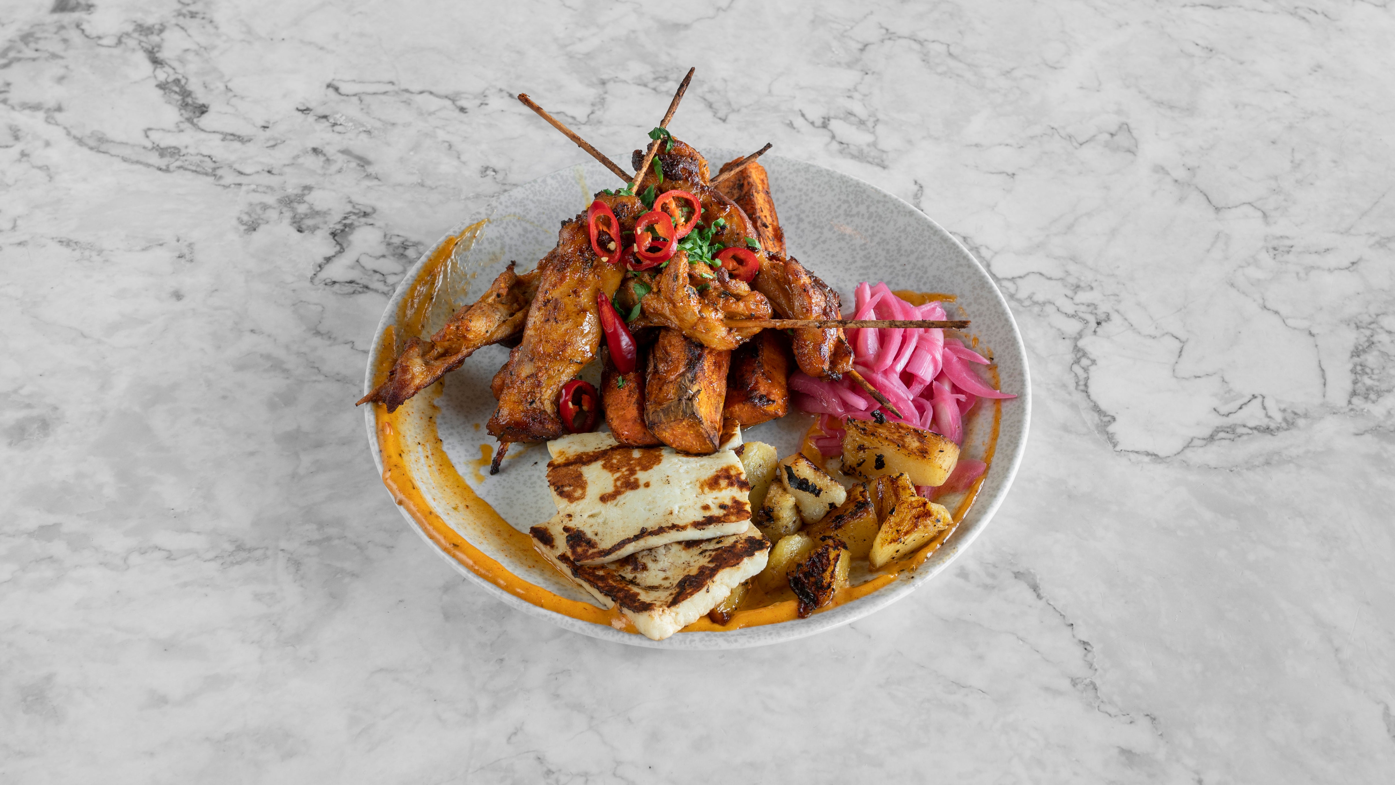 Honey Harrisa Chicken Skewers