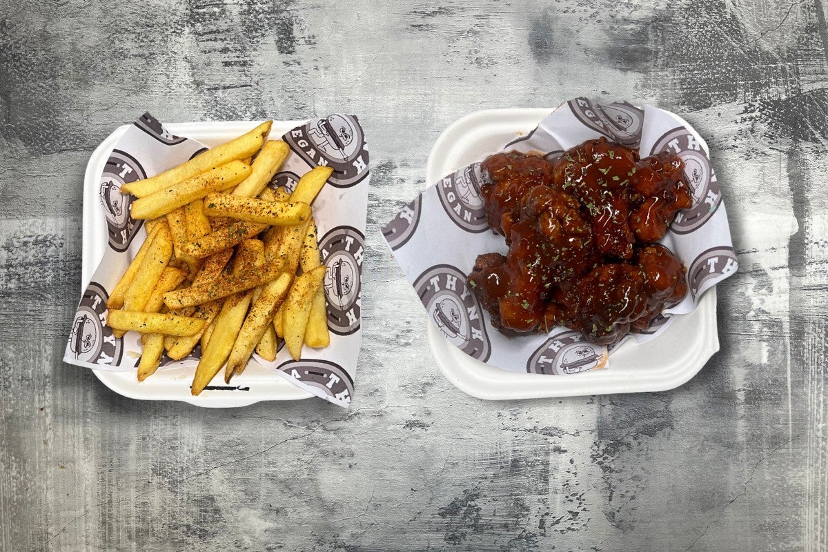 Vegan Cauliflower Bites/ Chips + Drink